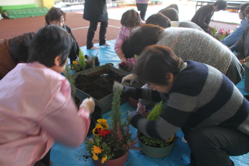 今年初の寄せ植え教室