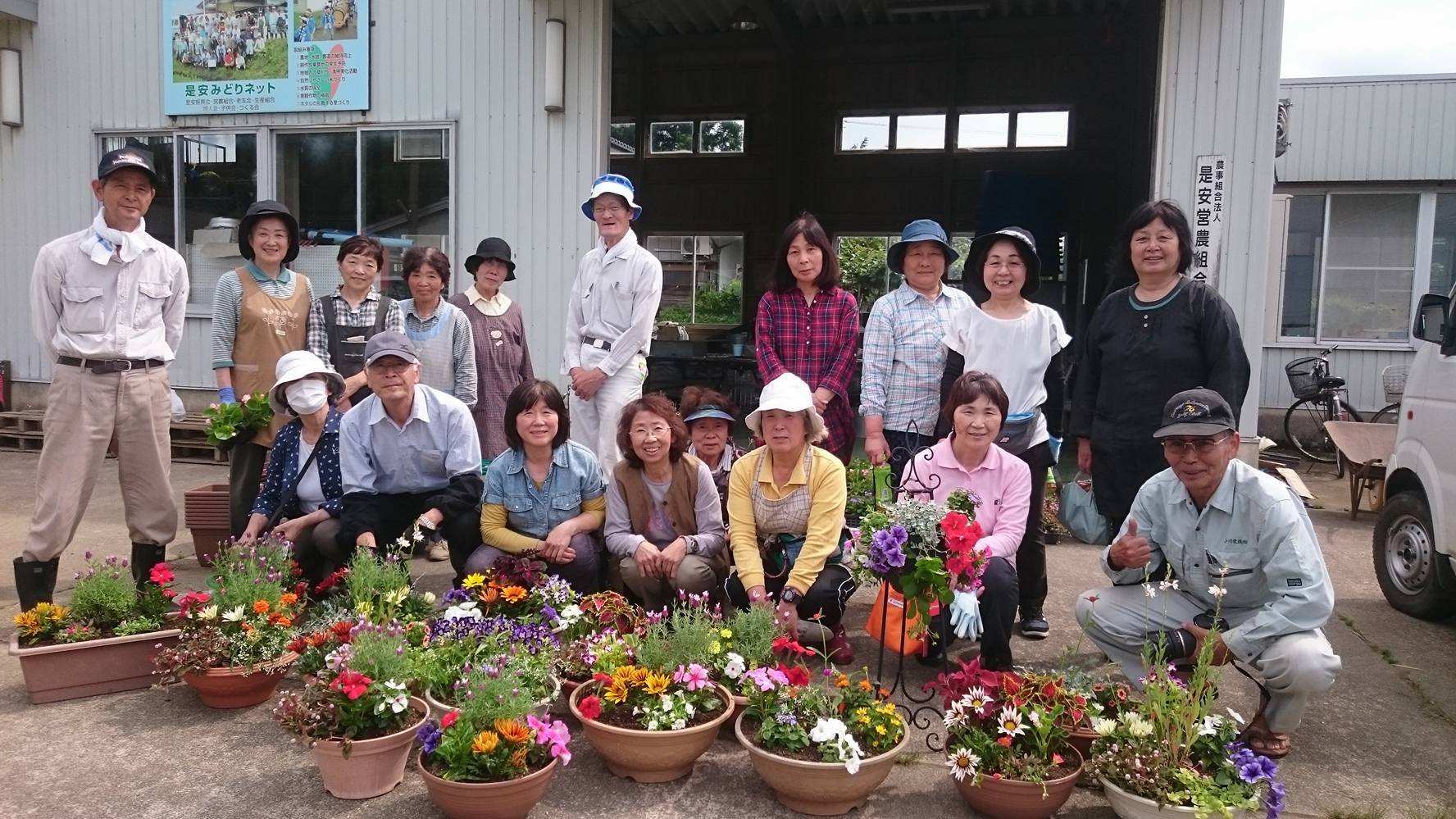 サロンで寄せ植え教室
