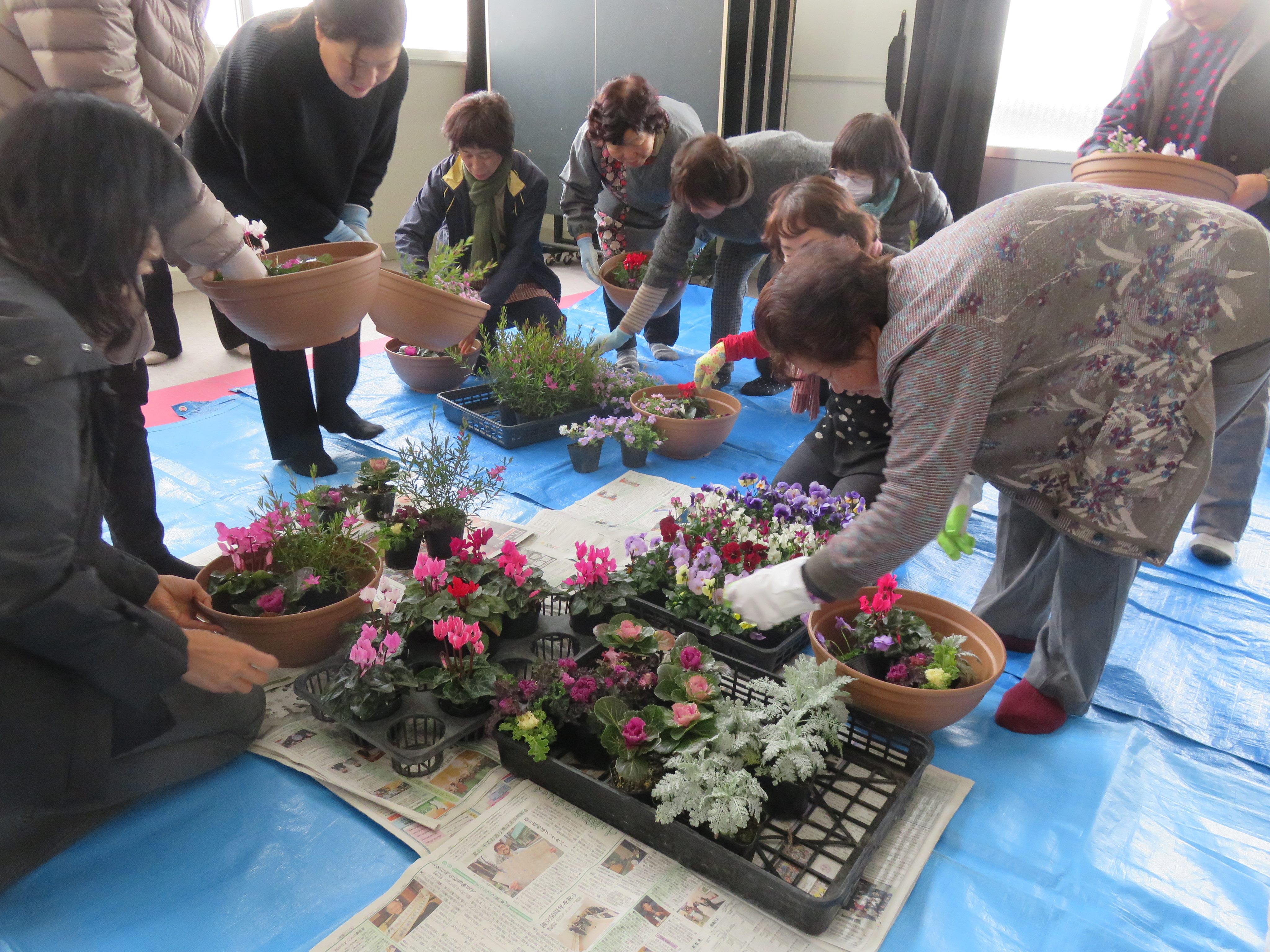 冬を彩る寄せ植え教室に