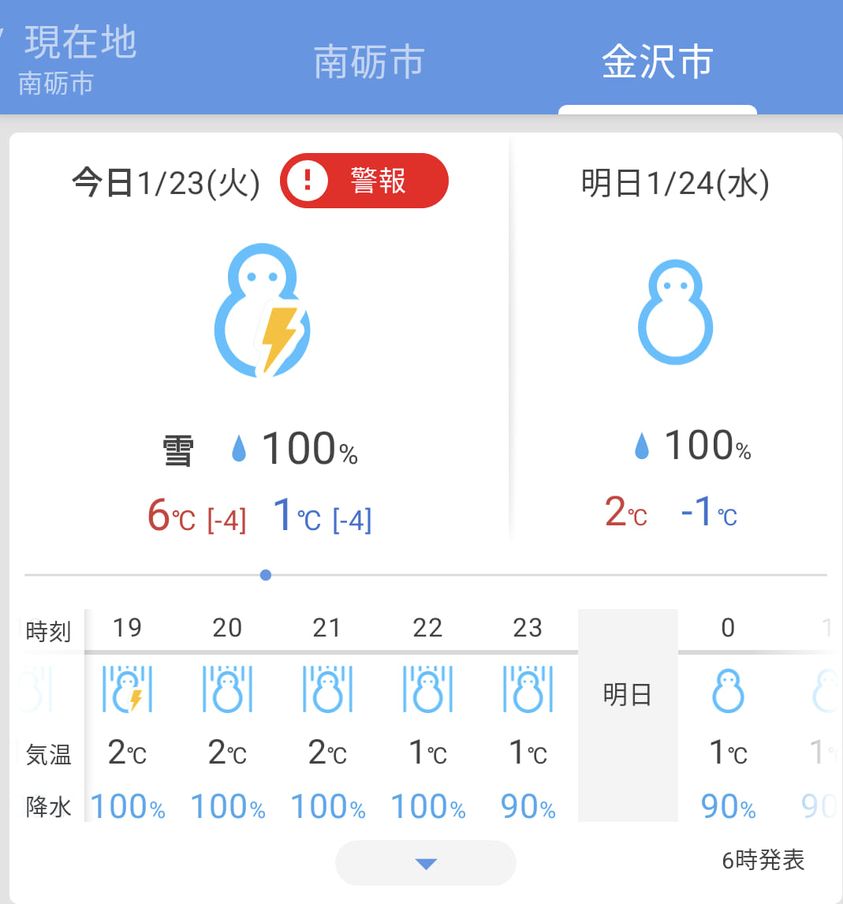 悪天候のため早めの対応